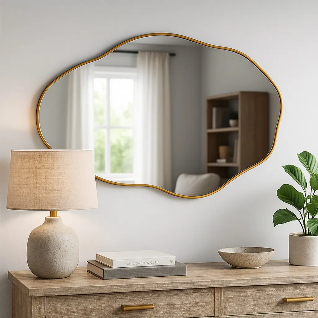 Espelho Orgânico Pedra 60x40cm Decorativo Moderno Para Sala Quarto Banheiro - 1