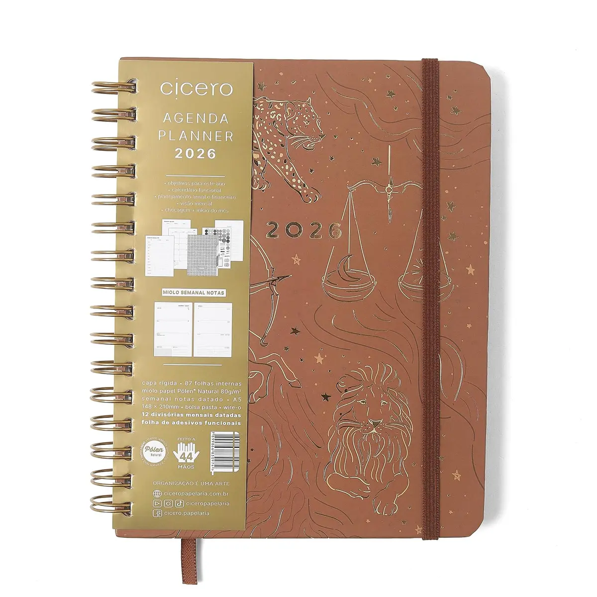 AGENDA PLANNER WIRE-O 2026 ORIGENS SEMANAL NOTAS C/DIVISORIAS A5 TERRA