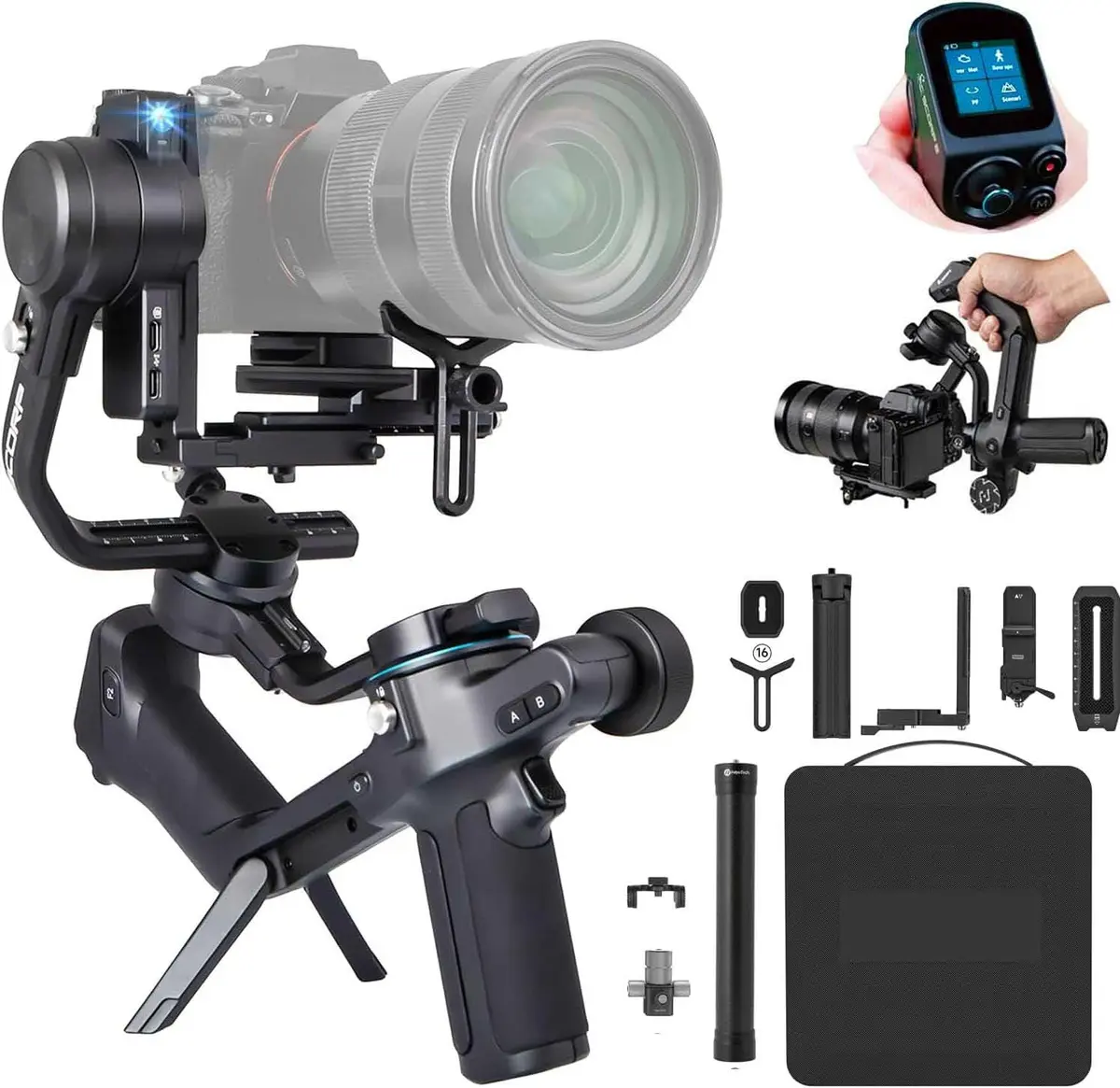 Estabilizador gimbal Scorp 2 Kit,adequado para câmeras DSLR e sem espelho,rastreamento Al integrado,capacidade máxima de carga de 2,5 kg,compatível com câmeras Sony/Canon/Nikon