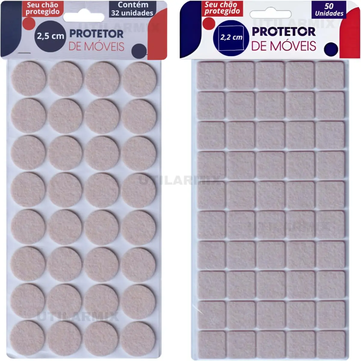 Kit 82 Feltros Adesivos Antirrisco para Móveis - Quadrado e Redondo | Protege pisos contra riscos e ruídos, adesivo forte, ideal para cadeiras, sofás e móveis, kit 82 peças redondas e quadradas