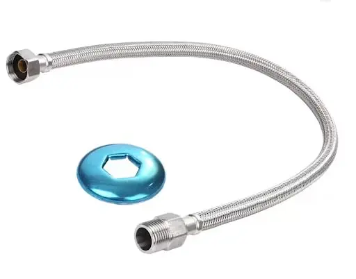 Mangueira Flexível em Aço Inox, 1/2 Polegada, com Acabamento Cromado (30 cm)