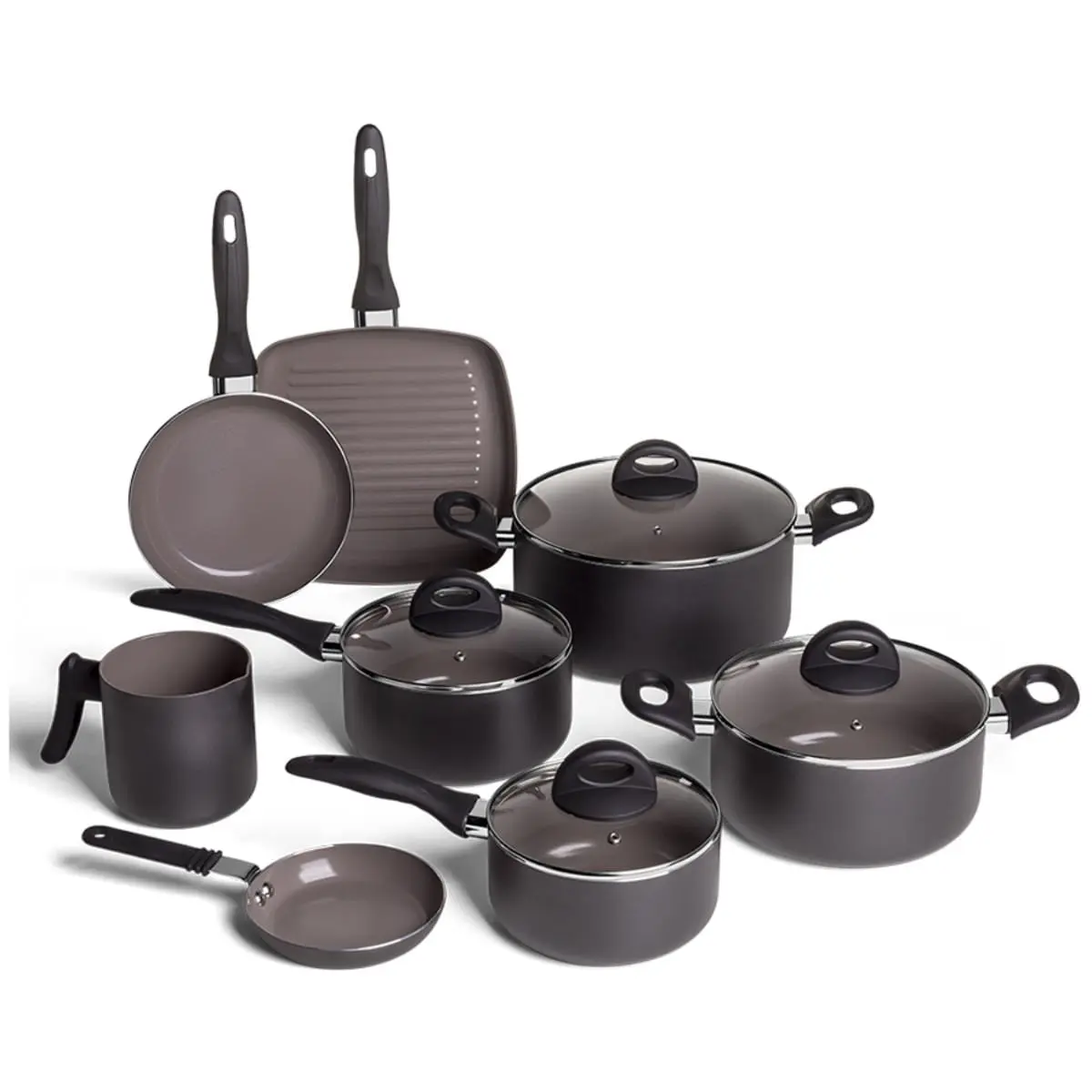 Jogo de Panelas Brinox Antiaderente Ceramic Life 8 Peças Smart Plus Preto - 1