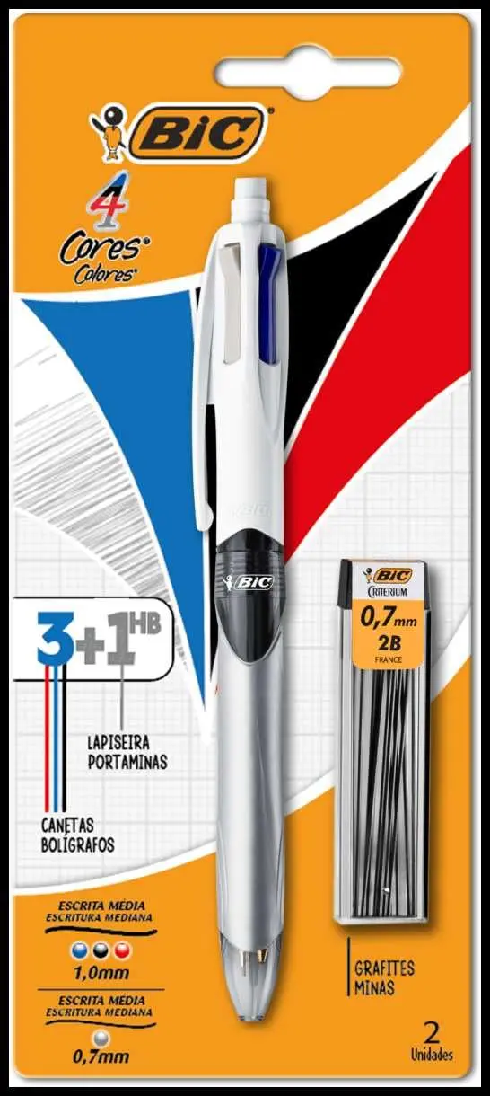 Caneta Esferógráfica Bic 4 Cores + Lap+ Graf 0.7 MM