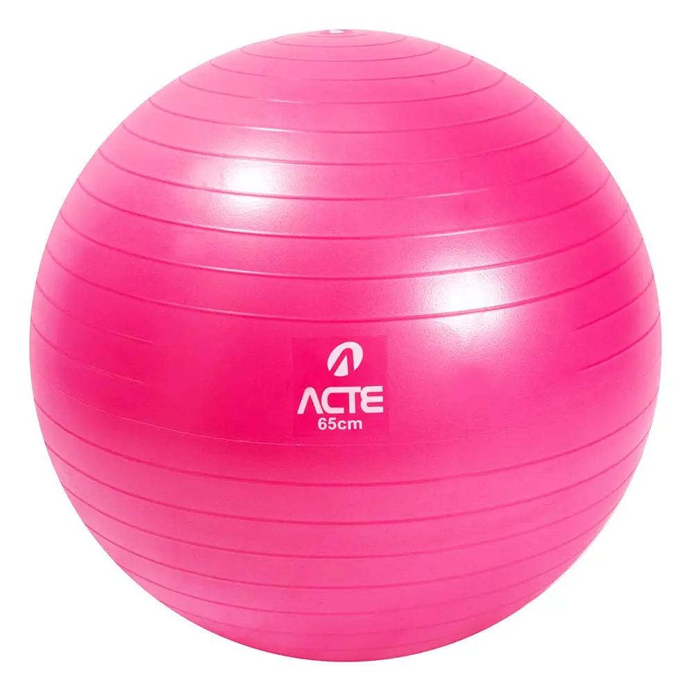 Acte, Bola de Pilates 65 cm em PVC com Sistema Anti-Estouro para Fisioterapia e Alongamento T9-RS, Rosa