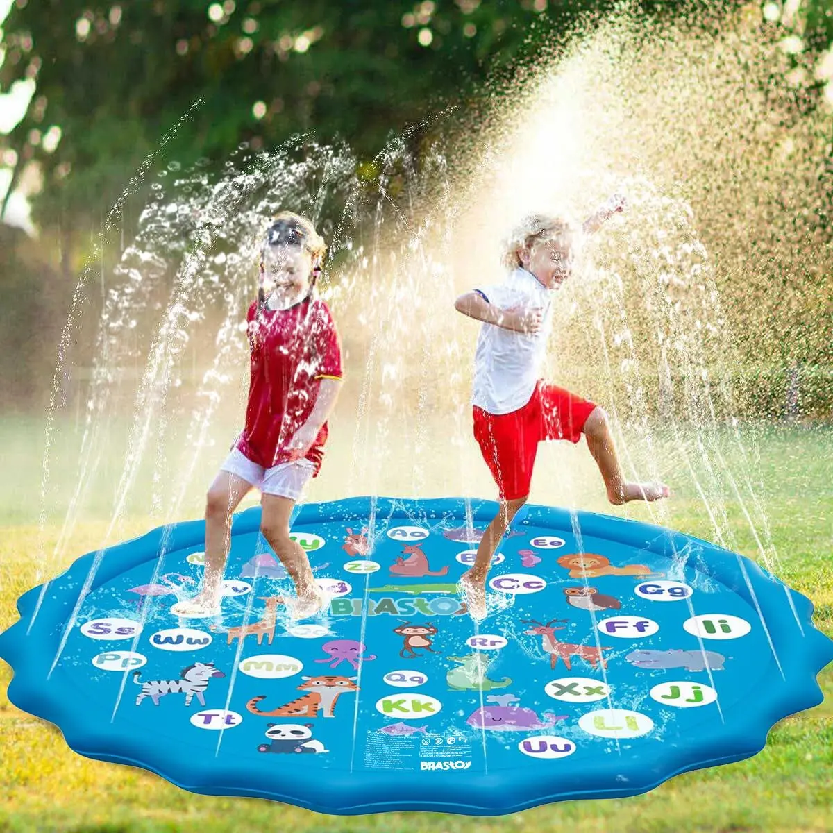 Brastoy Splash Pad Sprinkler Infantil 170cm Golfinho Piscina Inflável | splash pad, tapete sprinkler agua, piscina infantil inflavel, brinquedo aquatico para Crianças Jardim Ao Ar Livre