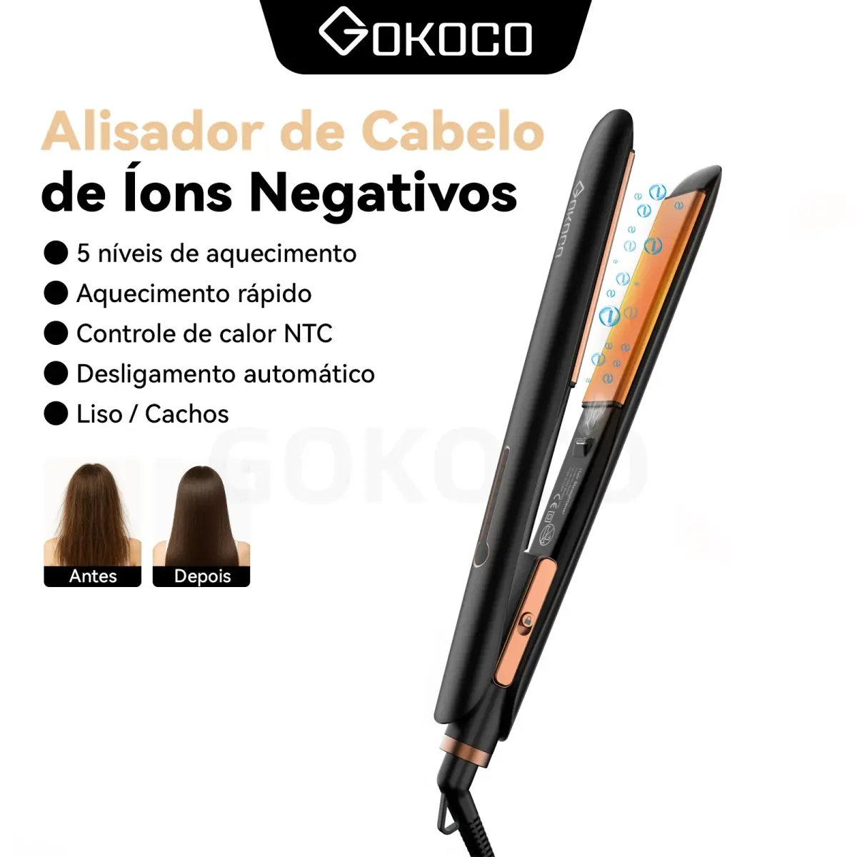 GOKOCO Mini Prancha de Cabelo 2 em 1, Alisador Iônico/Cerâmico, Ferramenta Profissional de Alisamento e Modelagem