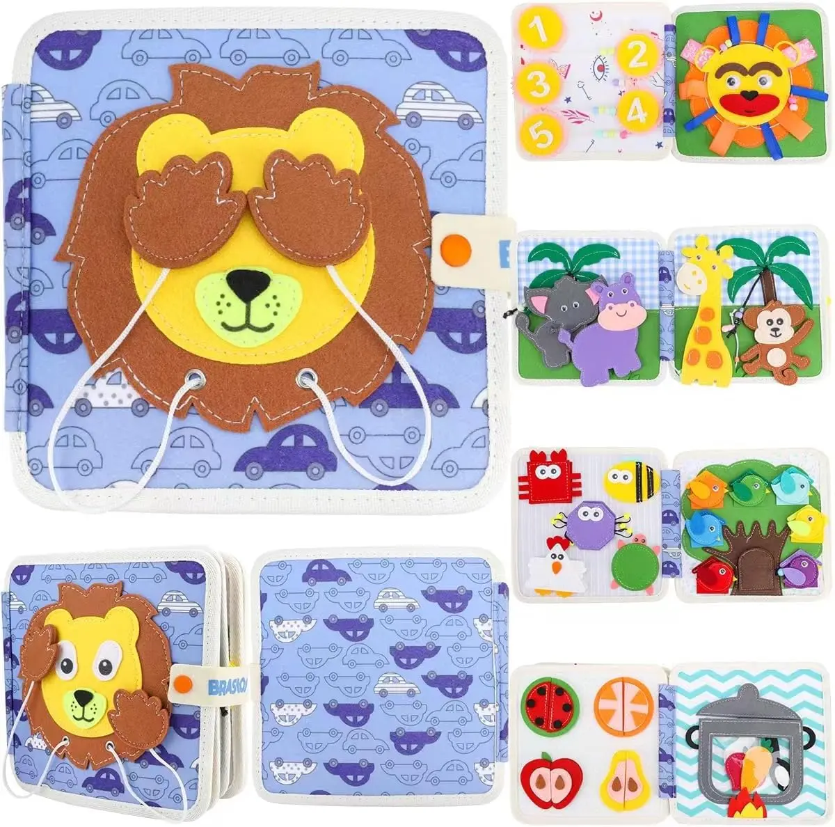 Brastoy Placa de Montessori Sensorial para Crianças Maleta Educativa Brinquedos (Leão)