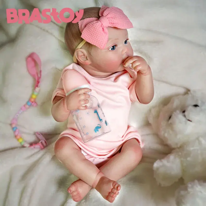 BRASTOY Boneca Bebe Reborn pintada Realista Menina 48cm Corpo de Silicone ,Enviado do Brasil - 1