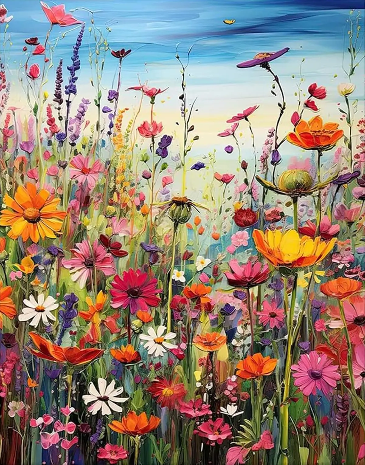 BYGFHLYW Kits de pintura de arte de diamante para adultos, Sea of Flowers 5D Diamond Painting Dots Art Kits para adultos iniciantes, flores DIY Full Round Gem Crystal Art Paint por Diamond, decoração