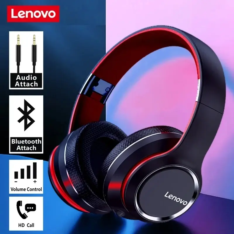 Lenovo hd200 fones de ouvido bluetooth over-ear dobrável computador sem fio cancelamento de ruído alta fidelidade estéreo gaming headset - 1