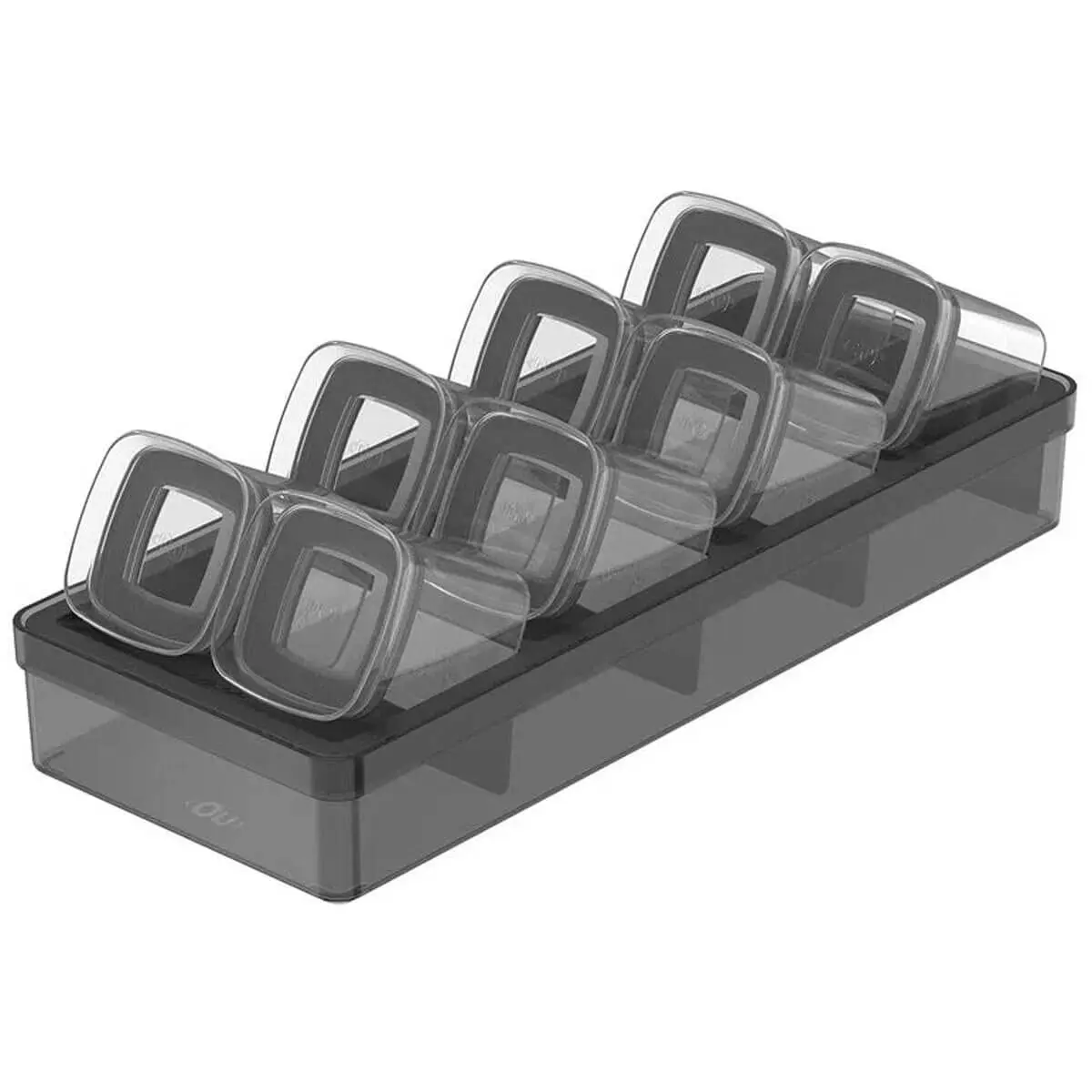 Ou Organizador de Temperos para Gavetas 9 Peças Preto Linha Clear