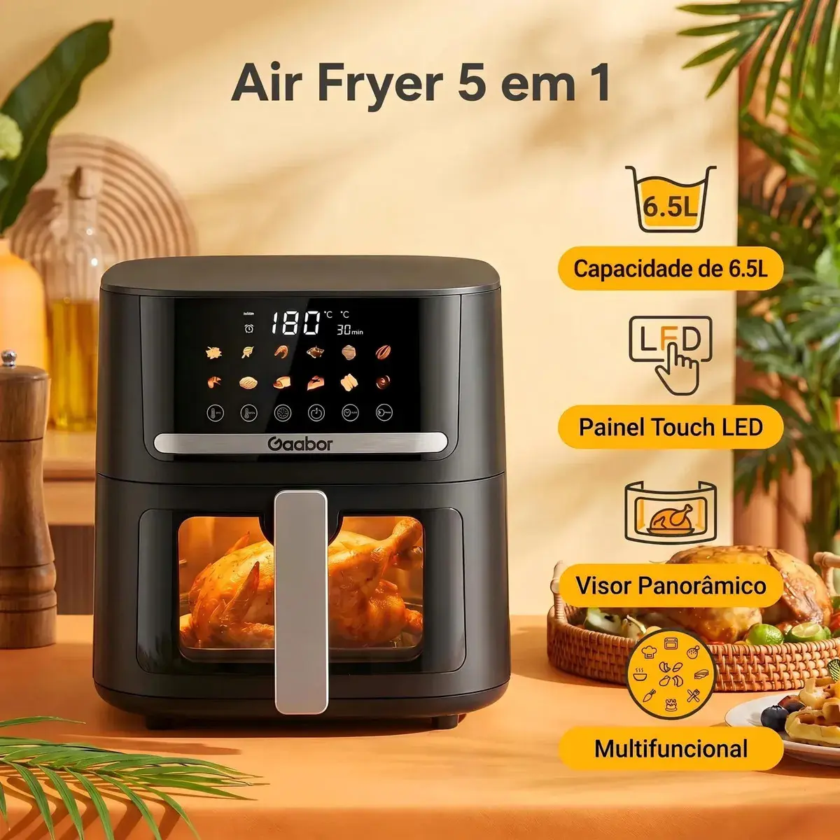 Gaabor Air Fryer AF80T01 - Preto thumbnail 2