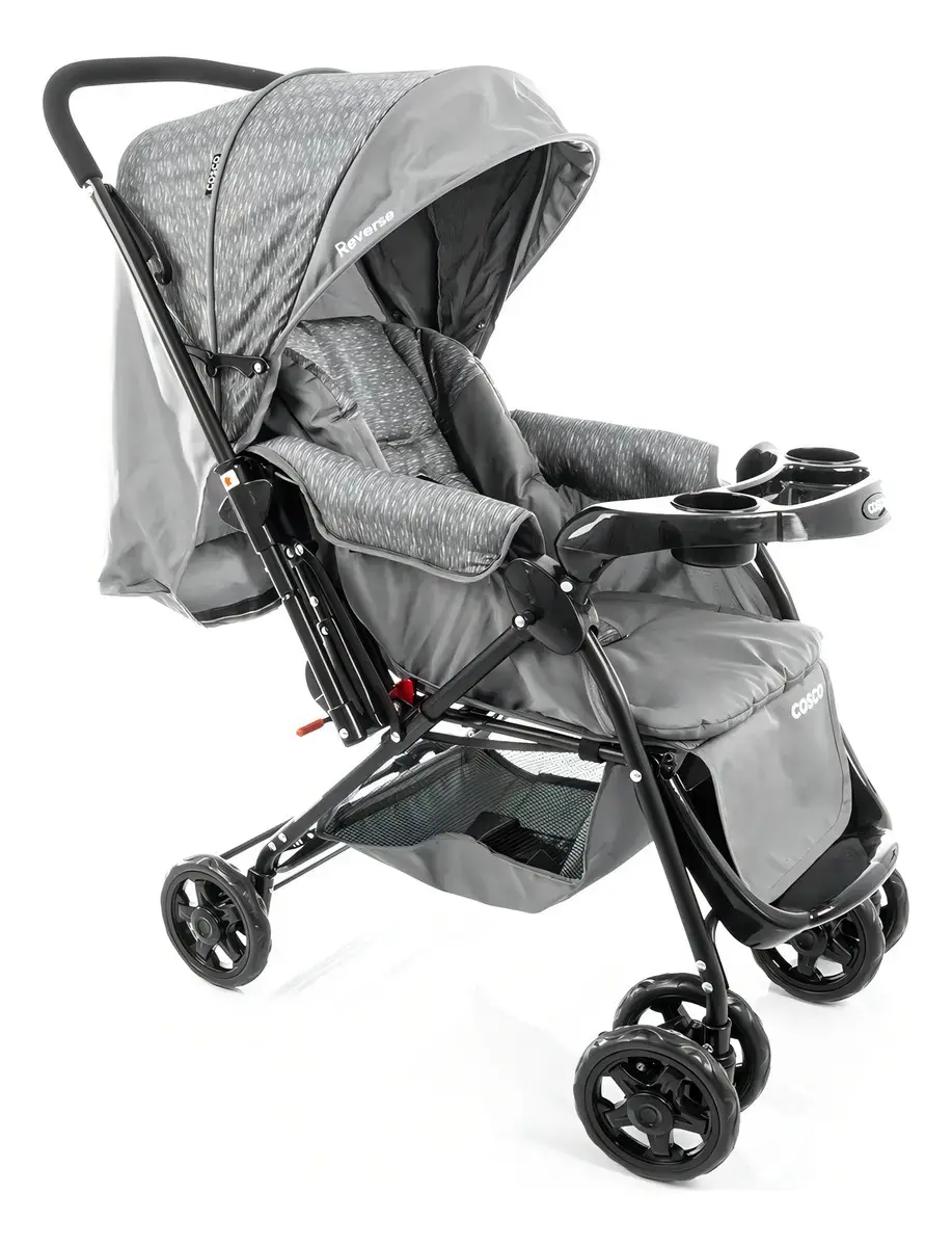 Carrinho de Bebê Cosco Kids, Reverse, Cinza Rajado