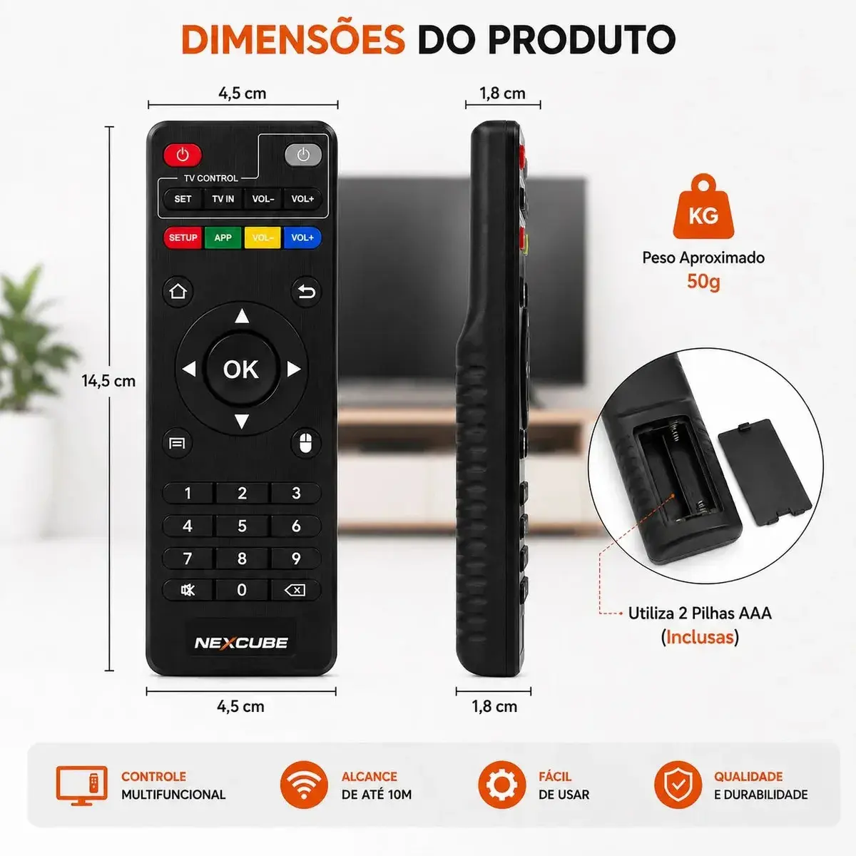 Kit 2 Controle Remoto Compatível Com Tv Box Pro 4k Pilhas Preto thumbnail 3