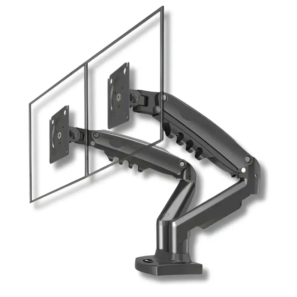 Braço Articulável Suporte Duplo para Monitor com Pistão a Gás JadeVic – Braço Articulado para 2 Monitores de 10 até 29 Polegadas com Rotação 360° - JadeVic - 1