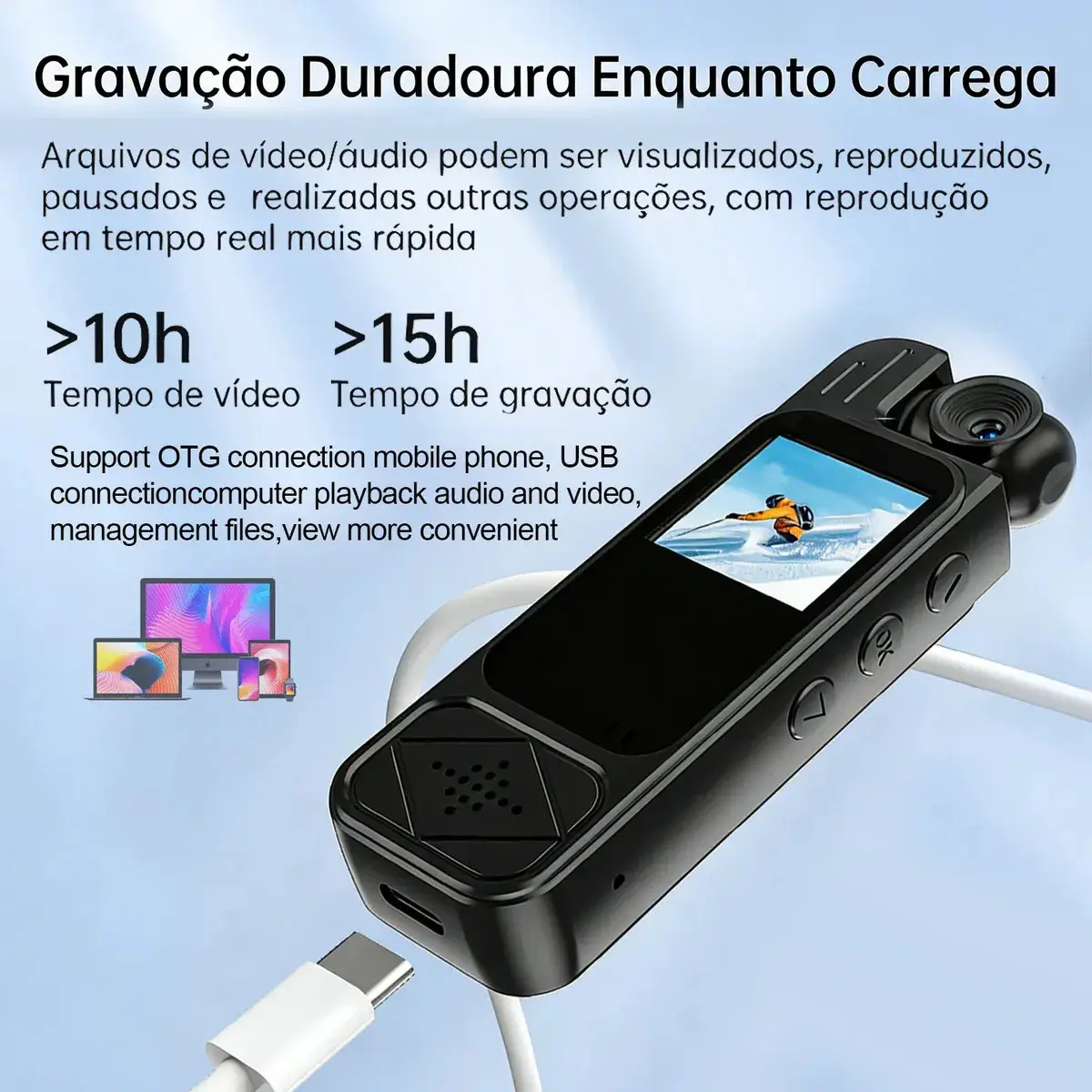 Mini Câmera Corporal Body Cam Lente 180° Pro Sporte4k thumbnail 3