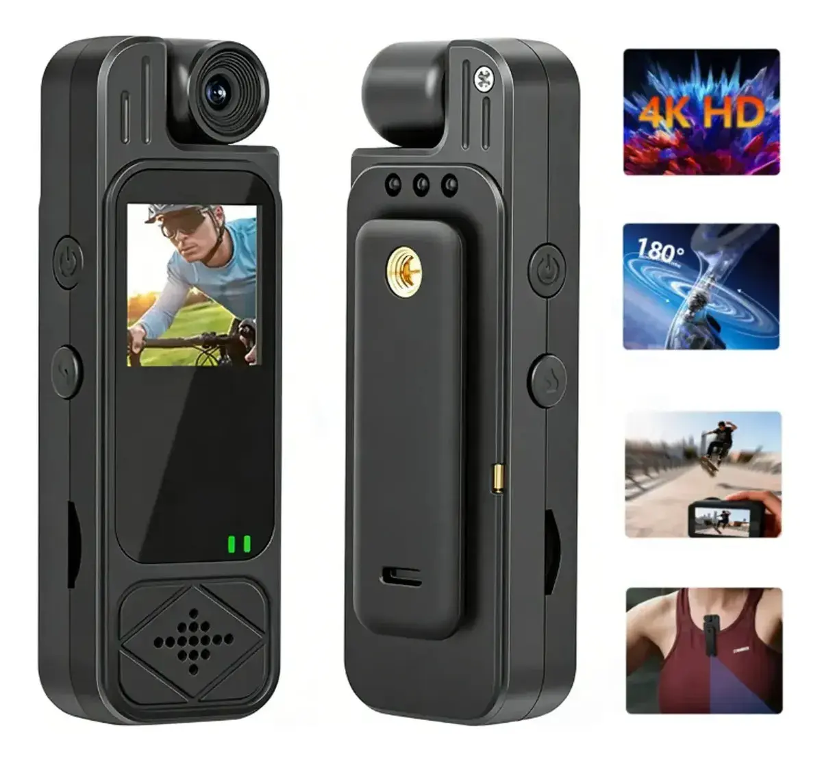 Mini Câmera Corporal Body Cam Lente 180° Pro Sporte4k thumbnail 4