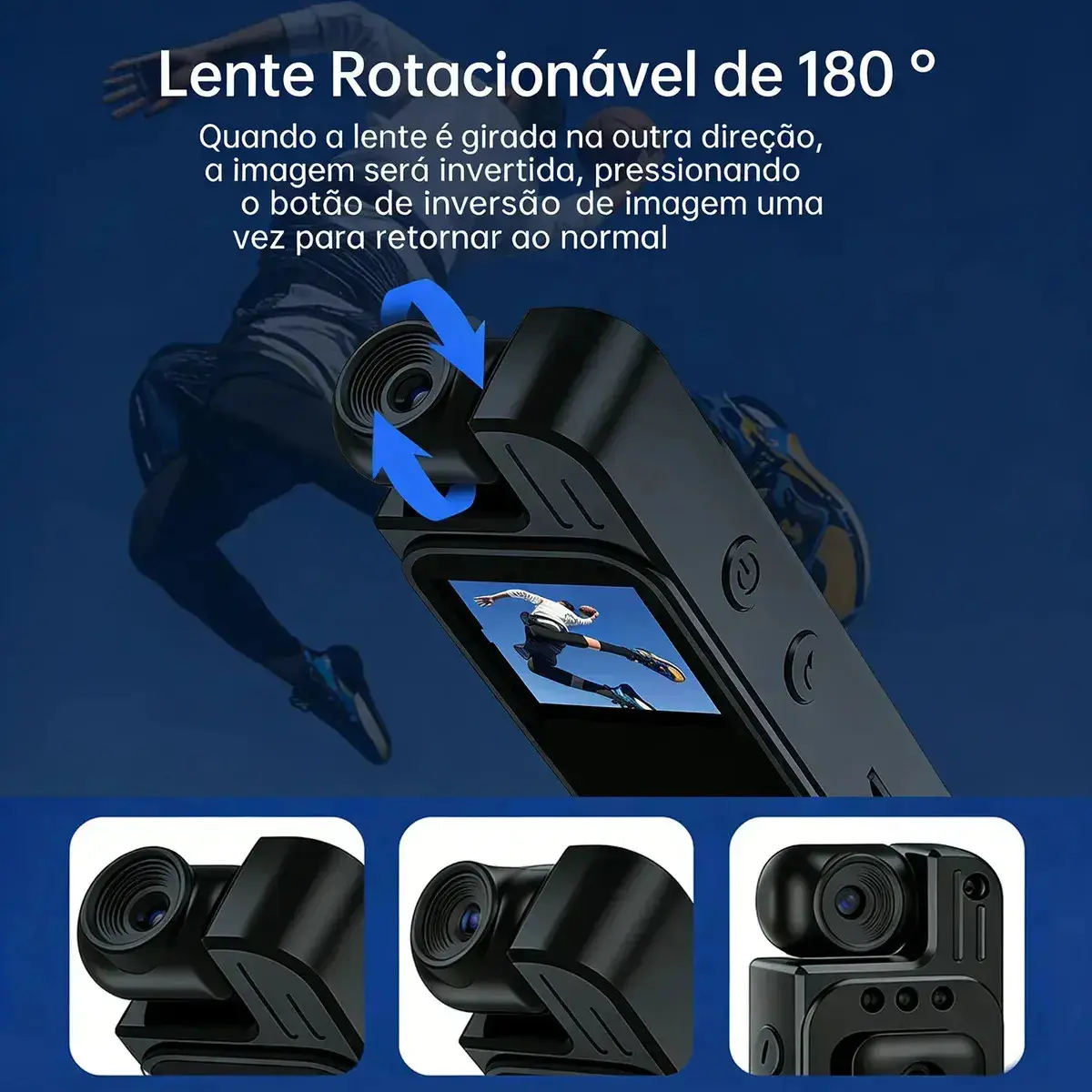 Mini Câmera Corporal Body Cam Lente 180° Pro Sporte4k thumbnail 6