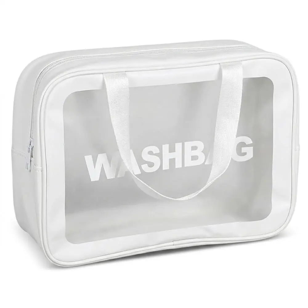 Necessaire Transparente Washbag com Zíper para Viagem (Branca) | Visualize seus itens facilmente