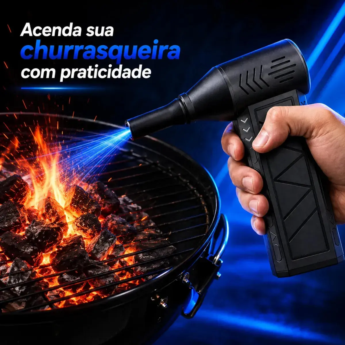Mini Soprador Ar Turbo 130000rpm Sem Fio Recarregável Carregamento USB-C 3 Bico adaptador Preto Níveis Portátil Multiuso Limpeza Carro Portátil Acende Churrasqueira Woosh thumbnail 8