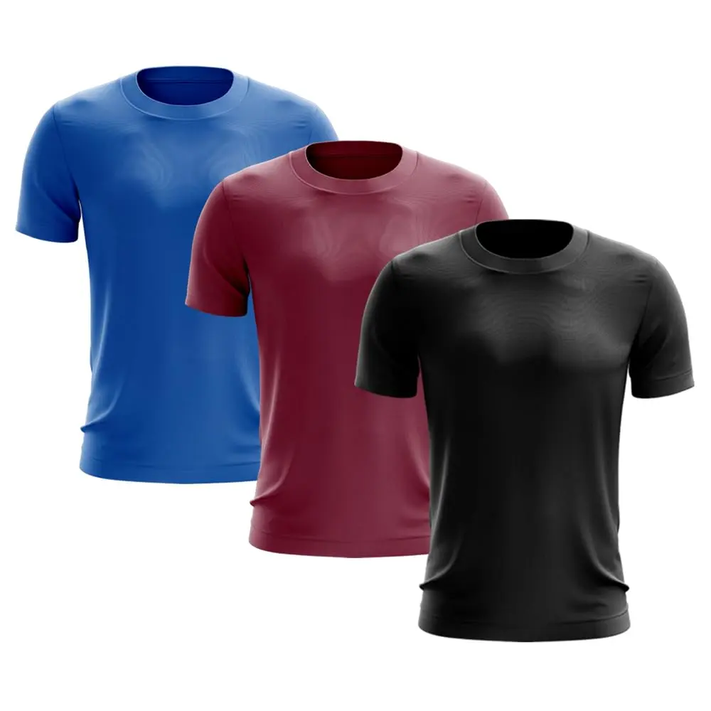 Kit 3 Camisetas Masculinas Dry Fit Manga Curta UV Proteção Solar Academia