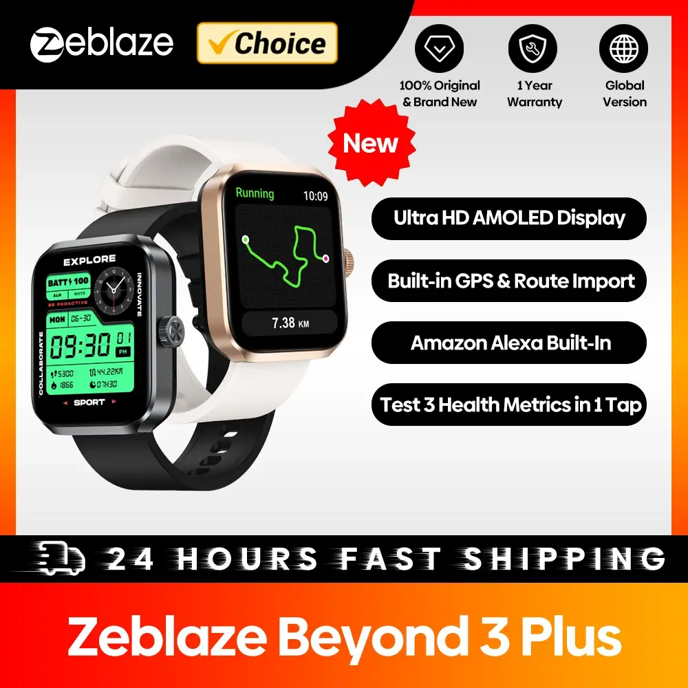 Novo Relógio Inteligente Zeblaze Beyond 3 Plus com GPS, Tela AMOLED de 1.78'', Alexa Integrada, Faz/Recebe Chamadas, Smartwatch Esportivo 3ATM - 1