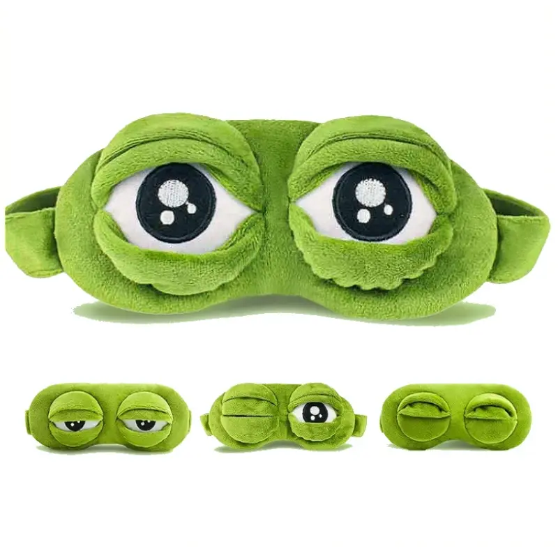 Máscara de Dormir 3D Sapo Triste, Tapa-Olho Natural para Dormir, Protetor Ocular Macio e Portátil para Viagem, Unissex - 1