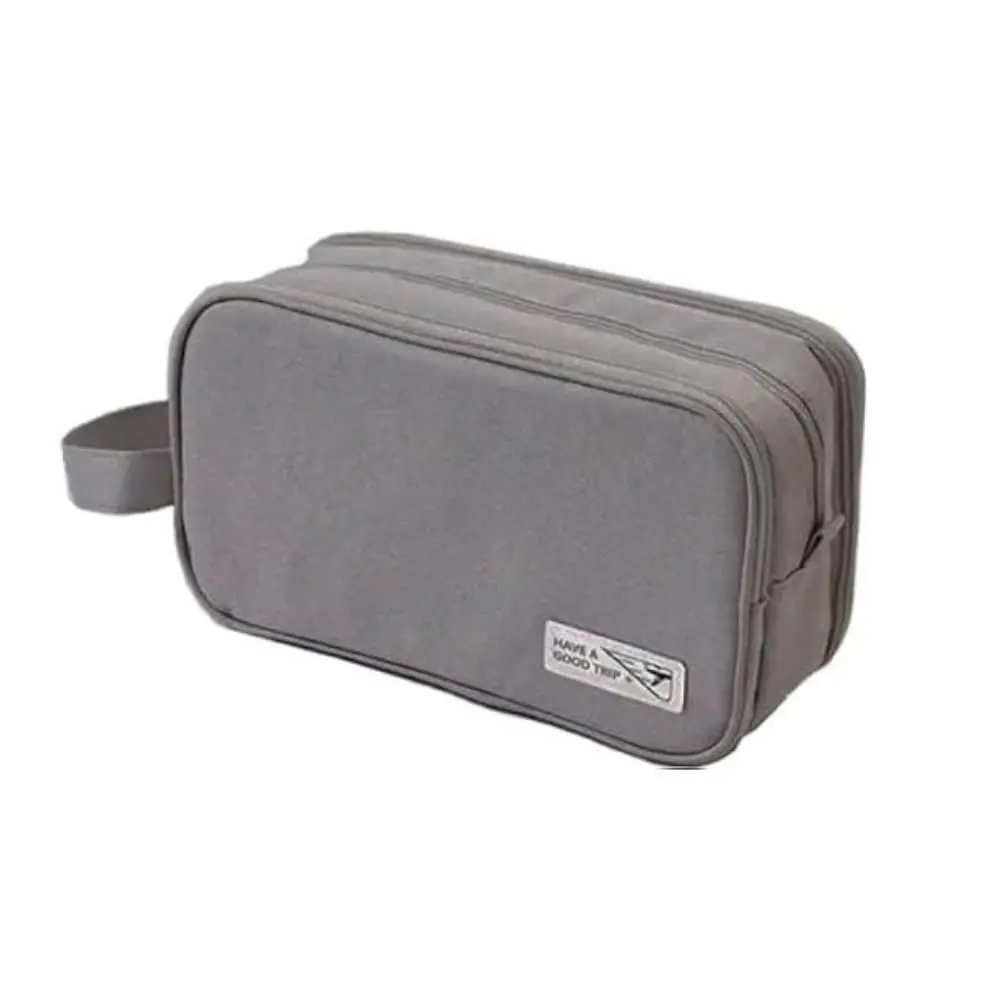Necessaire Organizadora Unissex Impermeável Bolsa de Viagem Multiuso com 3 Divisórias para Higiene Pessoal, Cosméticos e Acessórios Compacta e Versátil Uso Diário Executiva (Cinza)