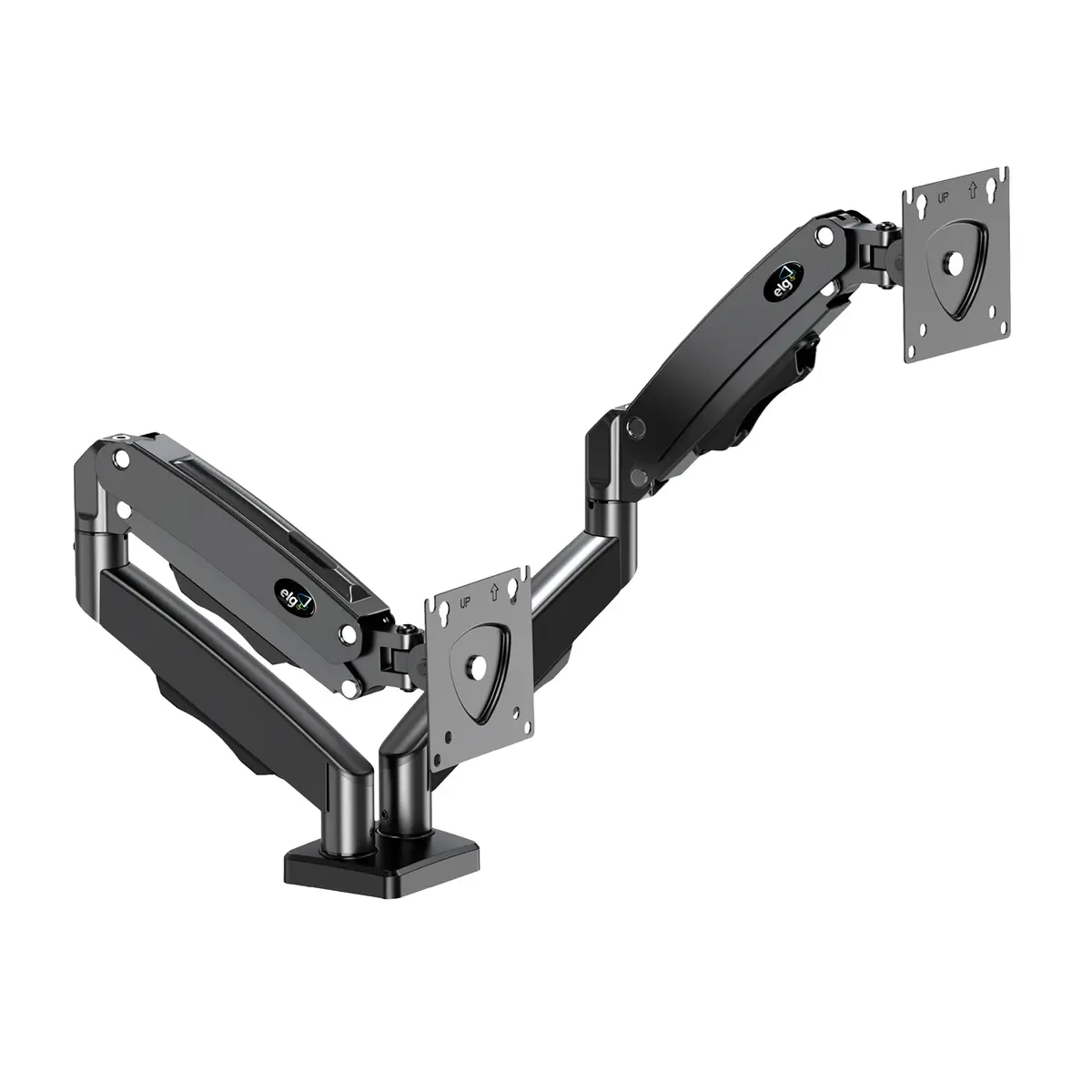 ELG, F160N, Suporte Articulado de Mesa com Pistão a Gás e Ajuste de Altura, 2 Monitores de 17” a 35”, Com Organizador de Cabos, Capacidade de 2kg a 9kg, Preto