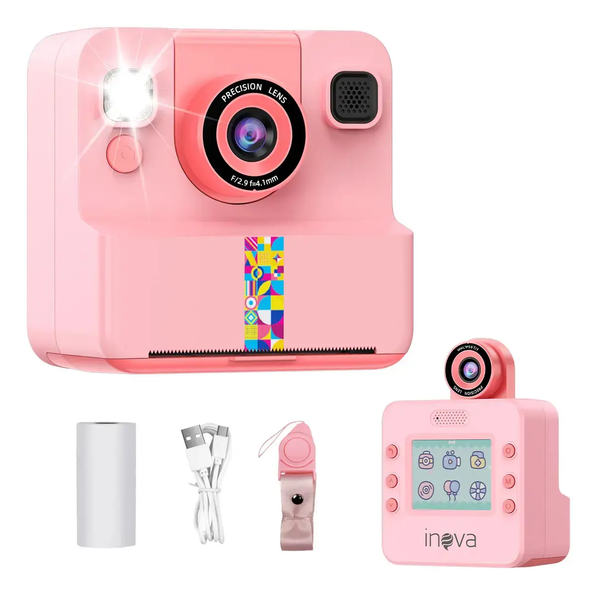 Câmera Fotográfica Infantil Impressora Instantânea Foto, 1080p Fotos Vídeo Digital De Alta Definição, Jogos Divertidos, Presentes Para Crianças, Para Crianças Dos 3 Aos 12 Anos Cor Rosa - 1