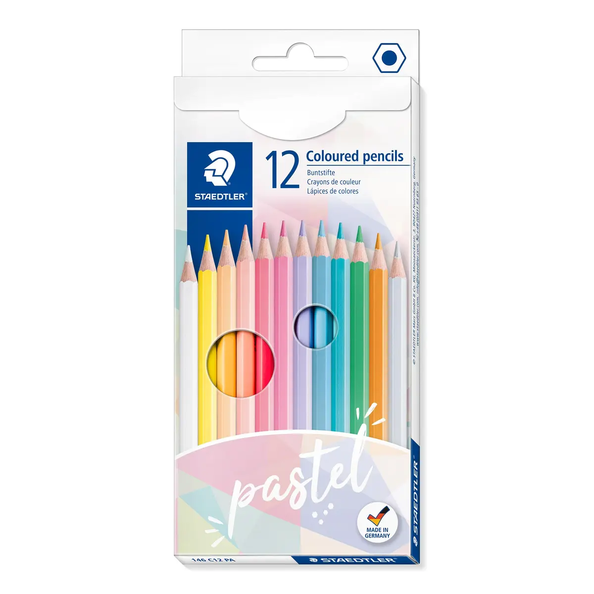 STAEDTLER Lápis de Cor Pastel - 12 Cores - 146 C12 PA - Mina Macia, Paleta de Cores Pasteis, Madeira Sustentável com Certificação PEFC