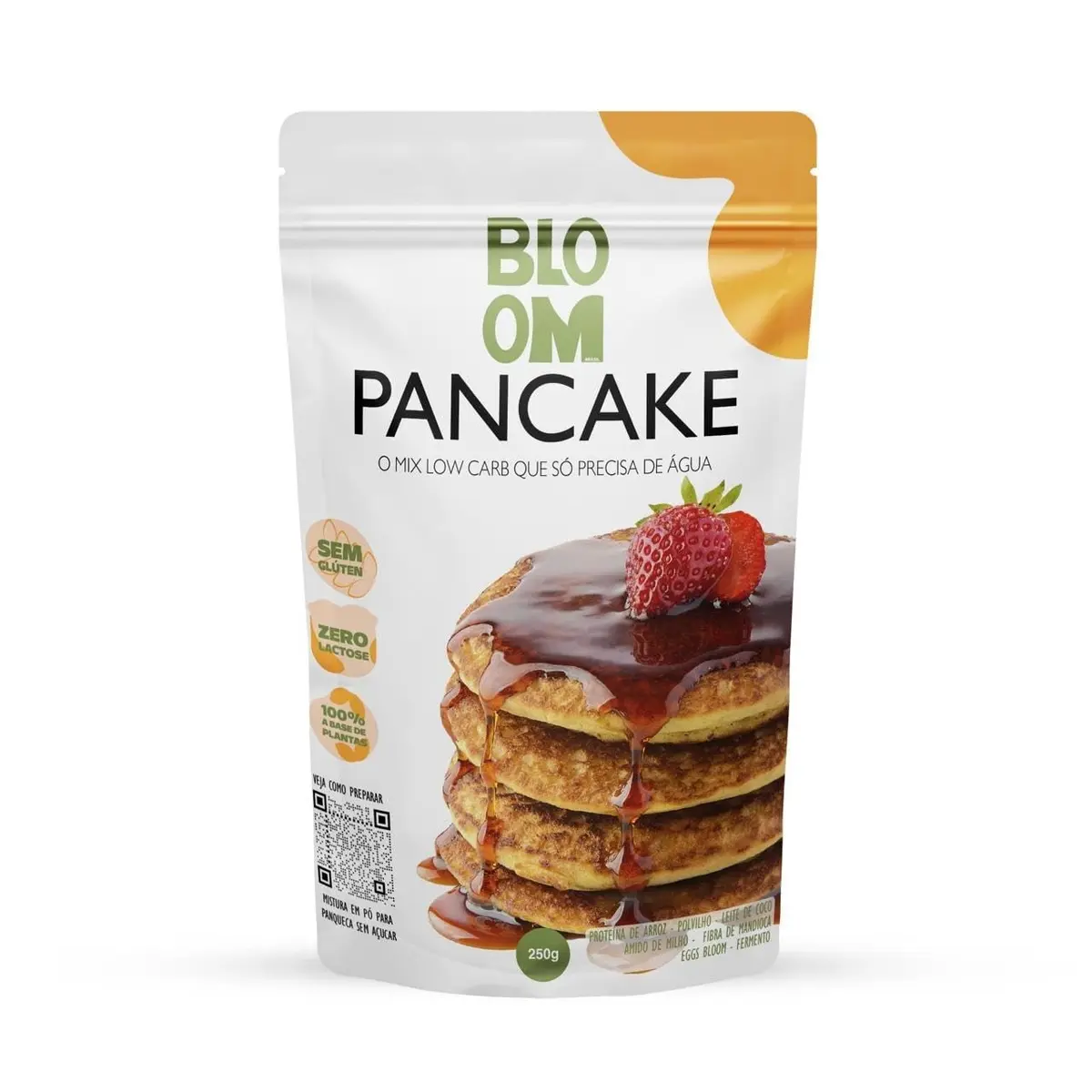 Mistura em Pó para Panqueca Bloom Brasil, 250g | 83g Proteína, Vegano, Sem Glúten, Fácil Preparo
