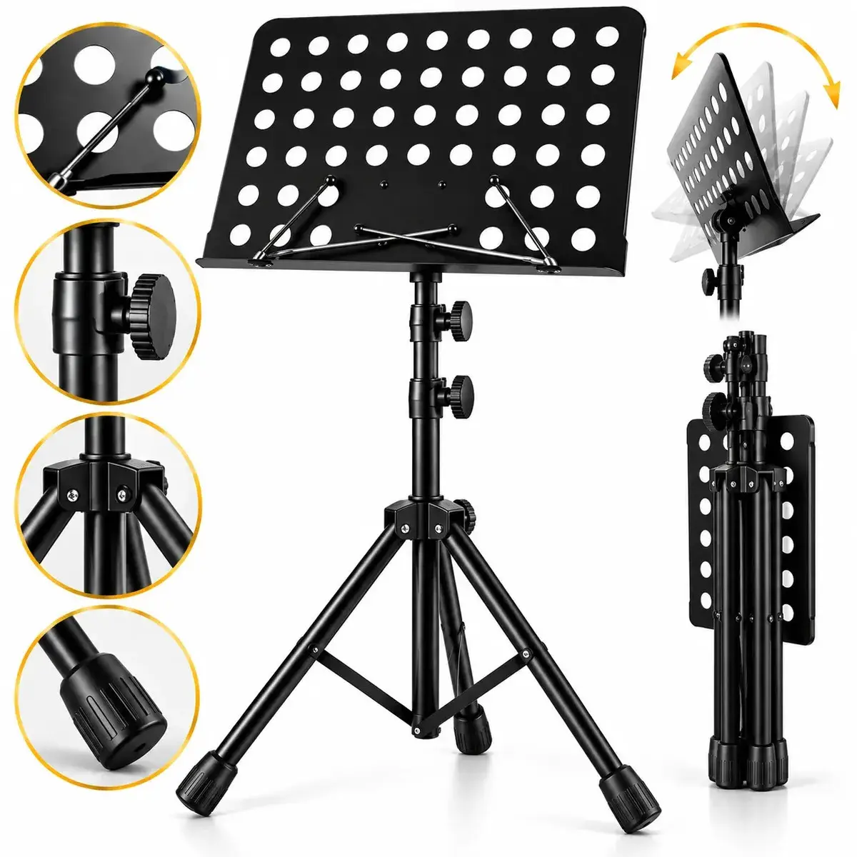 Estante para Partitura Musical Ajustável de Ferro com Tripé Dobrável