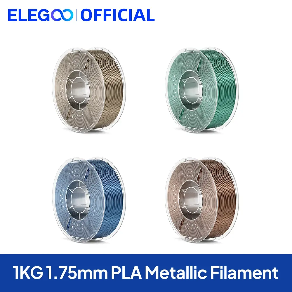 Filamento de Metal PLA ELEGOO 1.75mm 1KG, Filamento Forte para Impressora 3D Compatível com a Maioria das Impressoras 3D FDM - 1