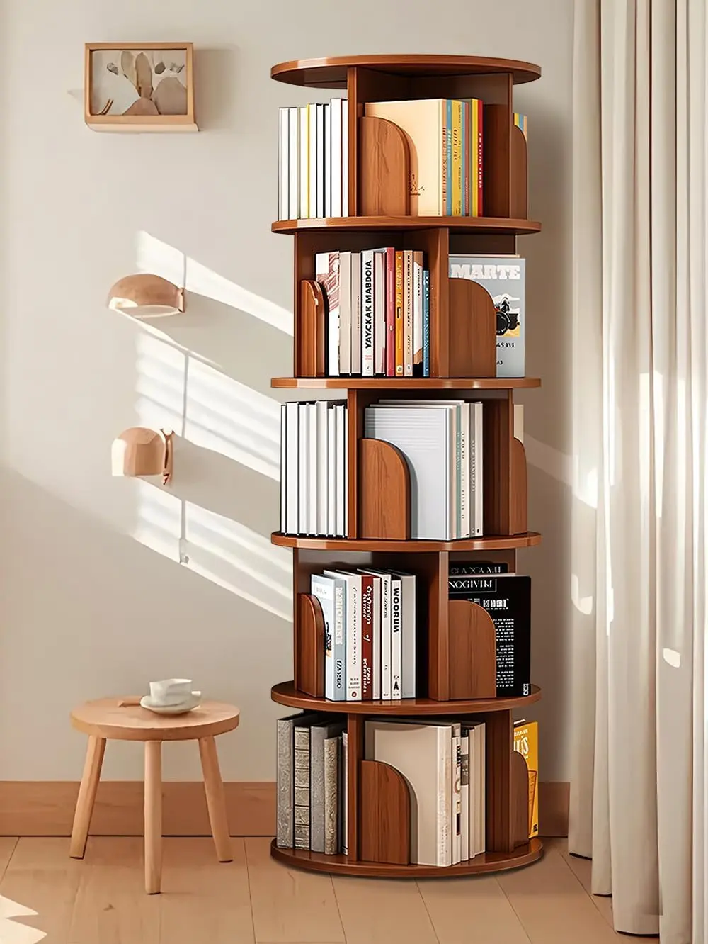 Estante de Livro Giratória 160 * 46cm, Estante Livros com 12 Destacável Nichós, Estanté para Livrós, Estánte Livreiro Giratória 360 Graus, Livreiro Estánte Livrós, 5 Andares Estanté Giratória Lívros - 1