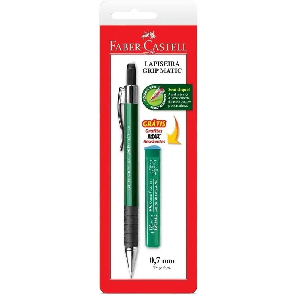 Lapiseira Grip Matic Metal 0.7mm Cartela, Faber-Castell, SM/07GM, Multicor