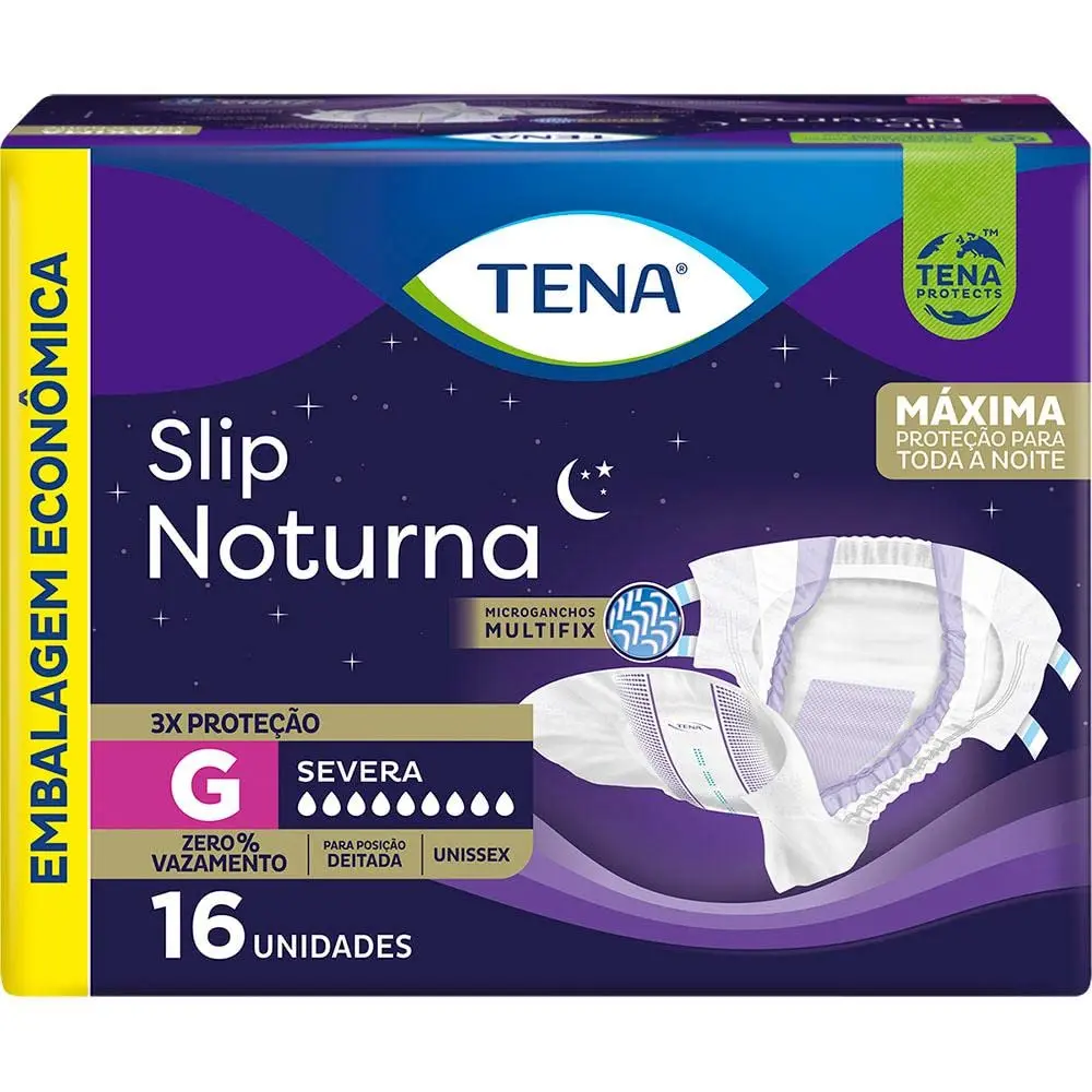 Tena Slip Noturna, Fralda Geriátrica para Incontinência Urinária, G - 16 unidades