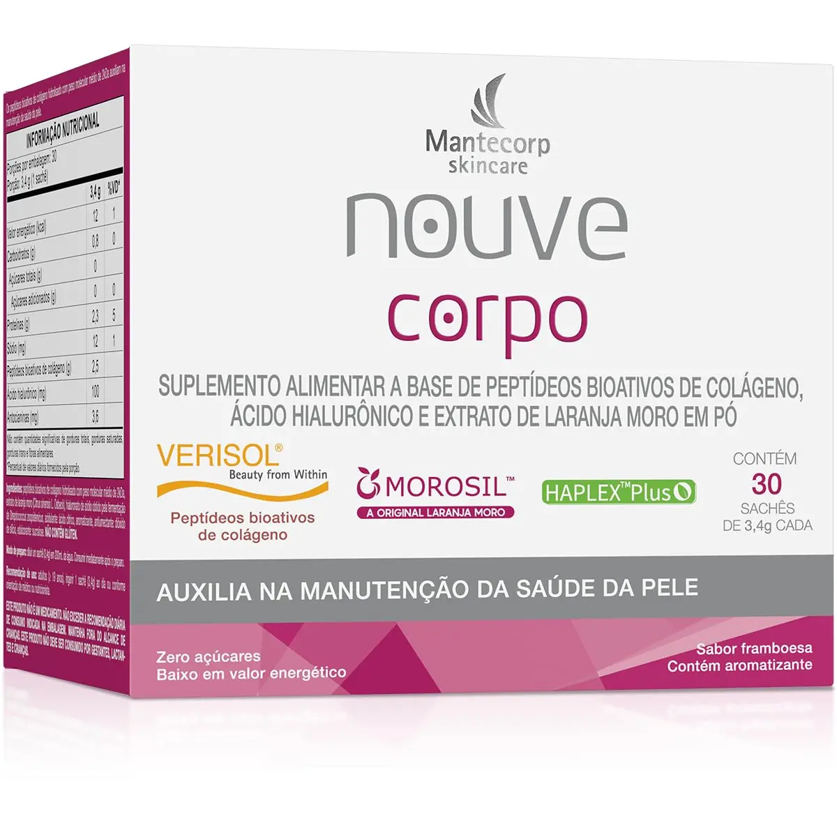 Nouvé Corpo Framboesa – 30 Sachês – Suplemento com Vitamina C – Ação Nutritiva e Bem-Estar Geral – Mantecorp