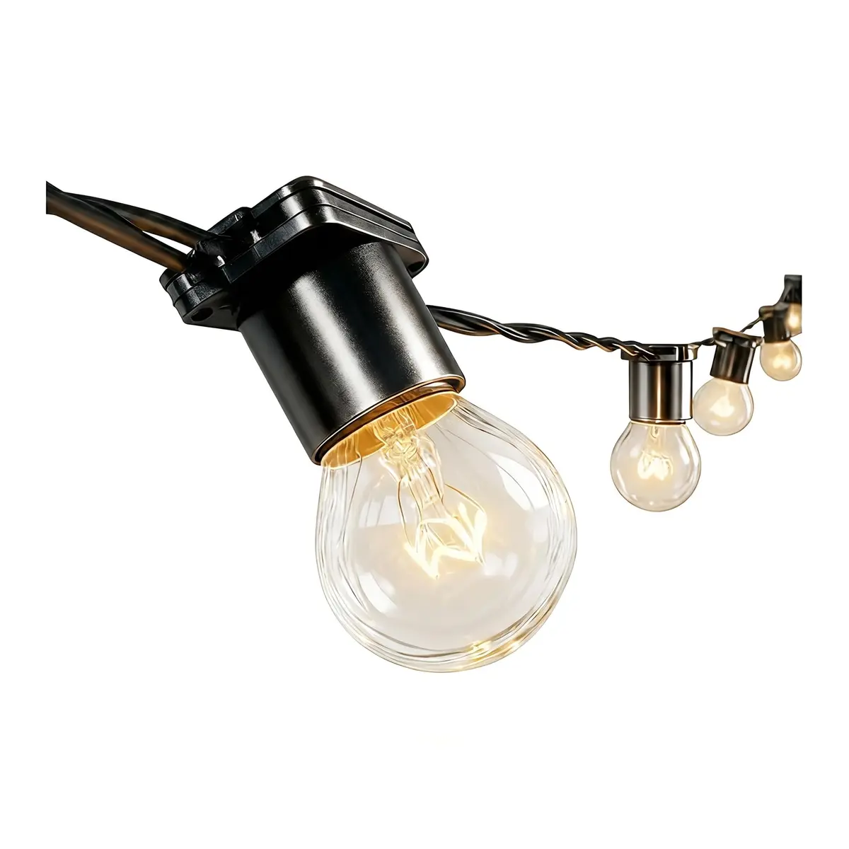 Gambiarra Varal de Luzes 50m Área Externa, Cordão Lâmpadas 110V | Varal de luz resistente externo, luz amarela quente, pátio e varanda,Ideal para instalação permanente no jardim