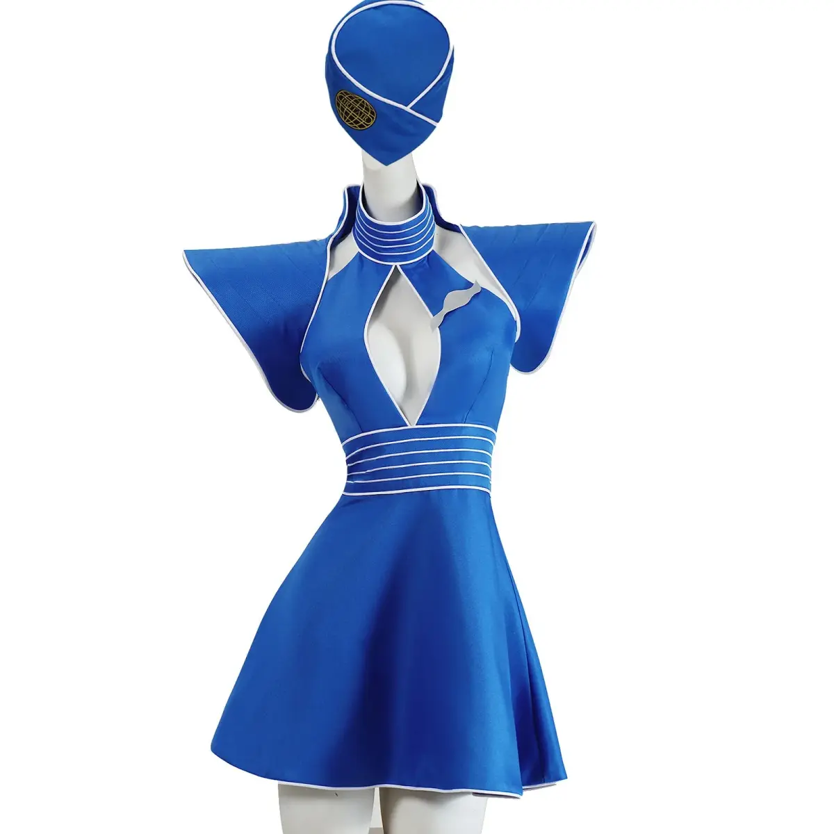 Fantasia de Cosplay Britney para Mulheres, Uniforme de Comissária de Voo Azul para Halloween e Carnaval - 1