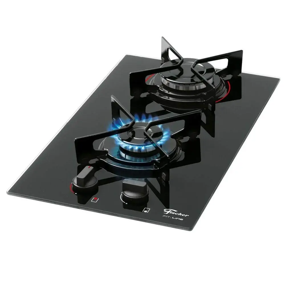Fischer Cooktop à Gás 2 Bocas Fit Line Mesa Vidro Preto Bivolt - 27185-60015