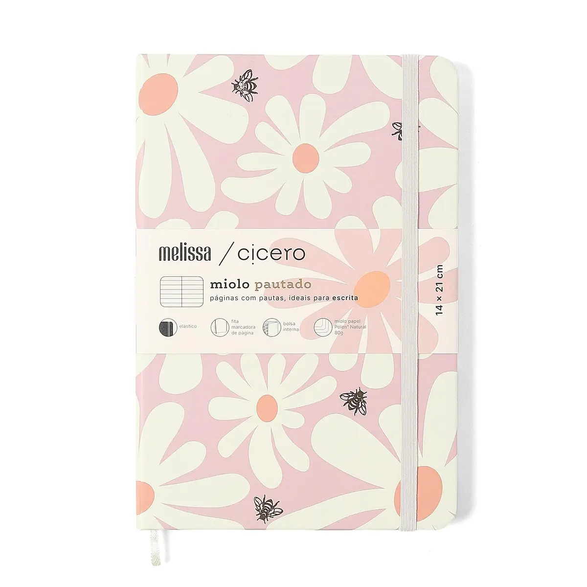 CADERNETA CICEROS MELISSA PAUTADO 14X21 PINK BLOOMY