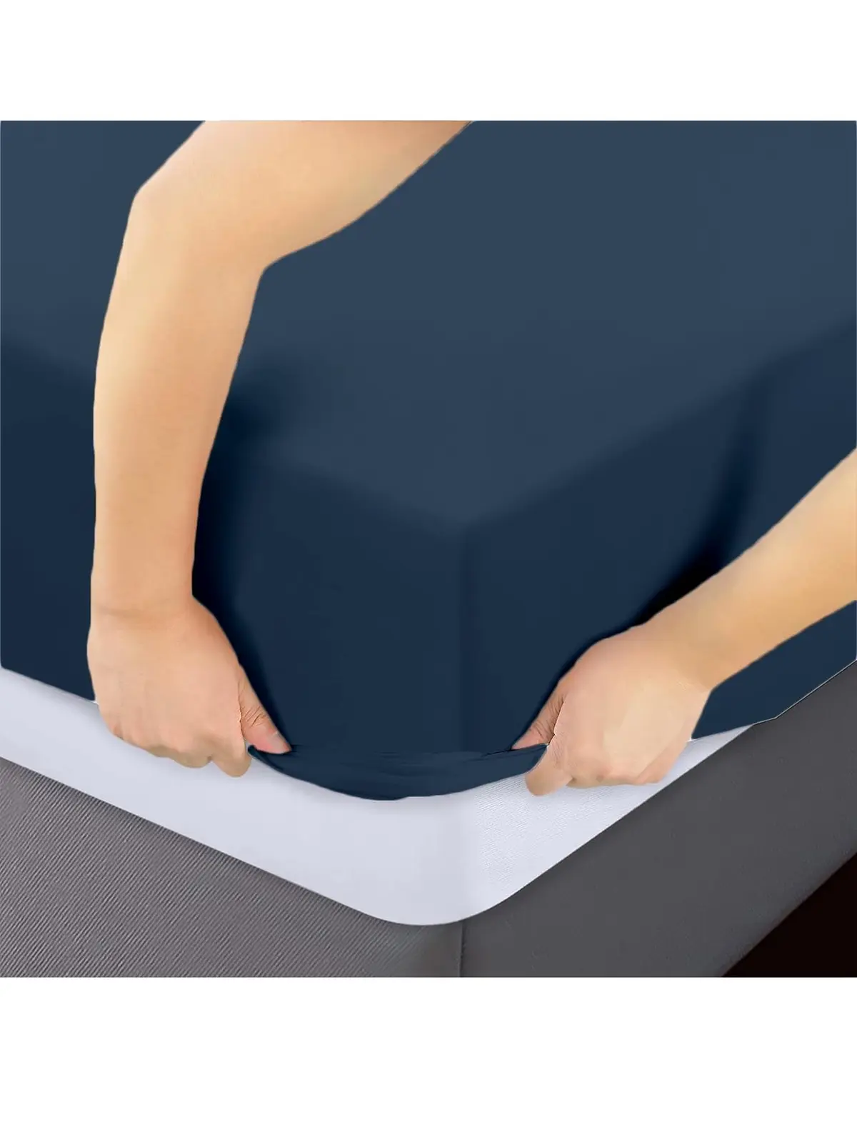 Lençol Avulso Viuvo c/Elástico Percal Flex 400 Fios Ultra Macio e Resistente Azul Marinho