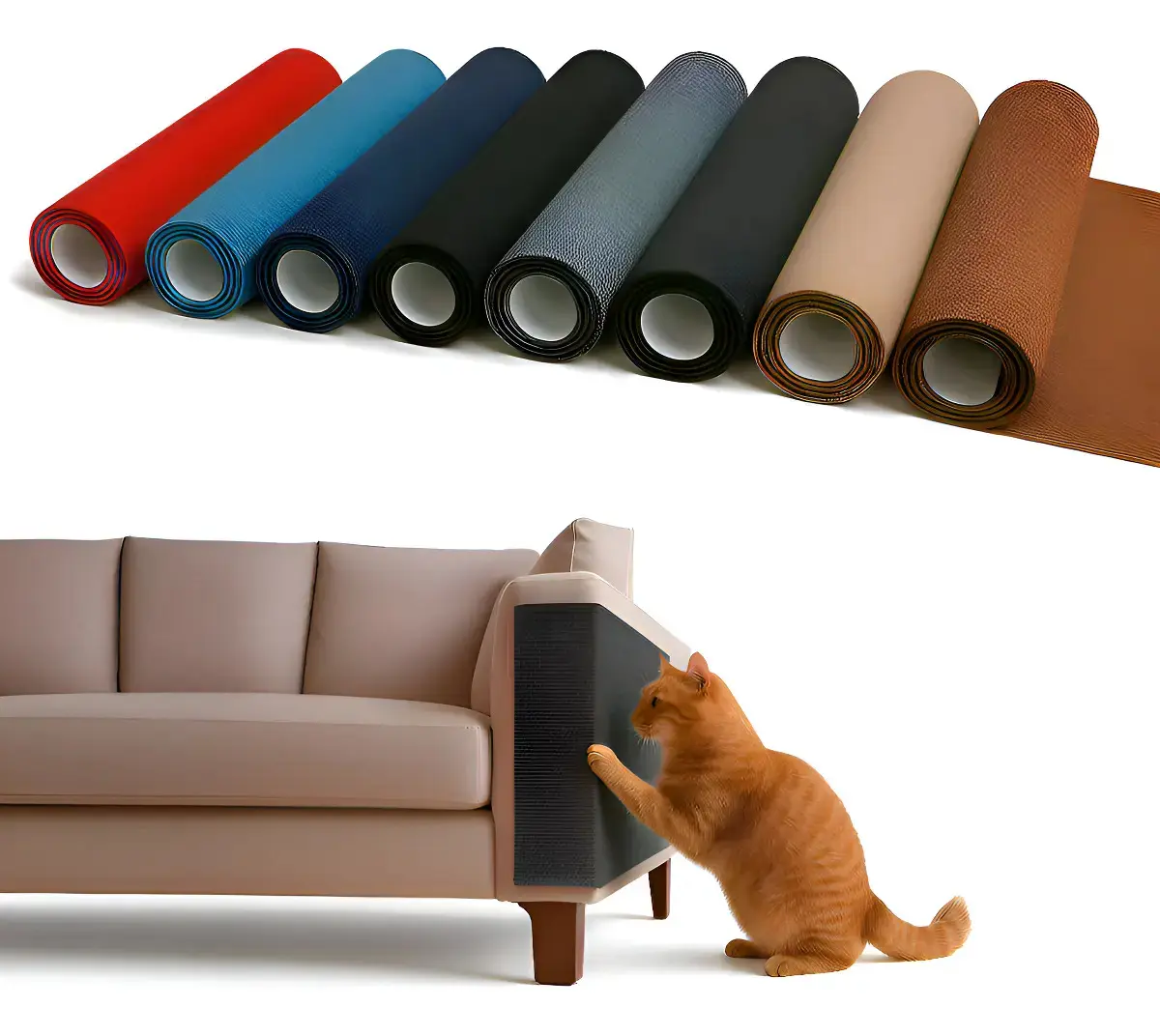 Arranhador E Protetor De Sofá Carpete Adesivo Gatos 200x50cm Cor Cinza - 1