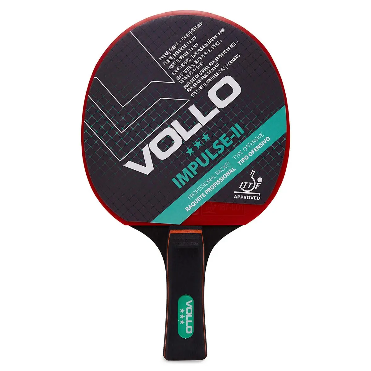 Raquete Profissional de Tênis de Mesa Impulse II Vollo Aprovada ITTF