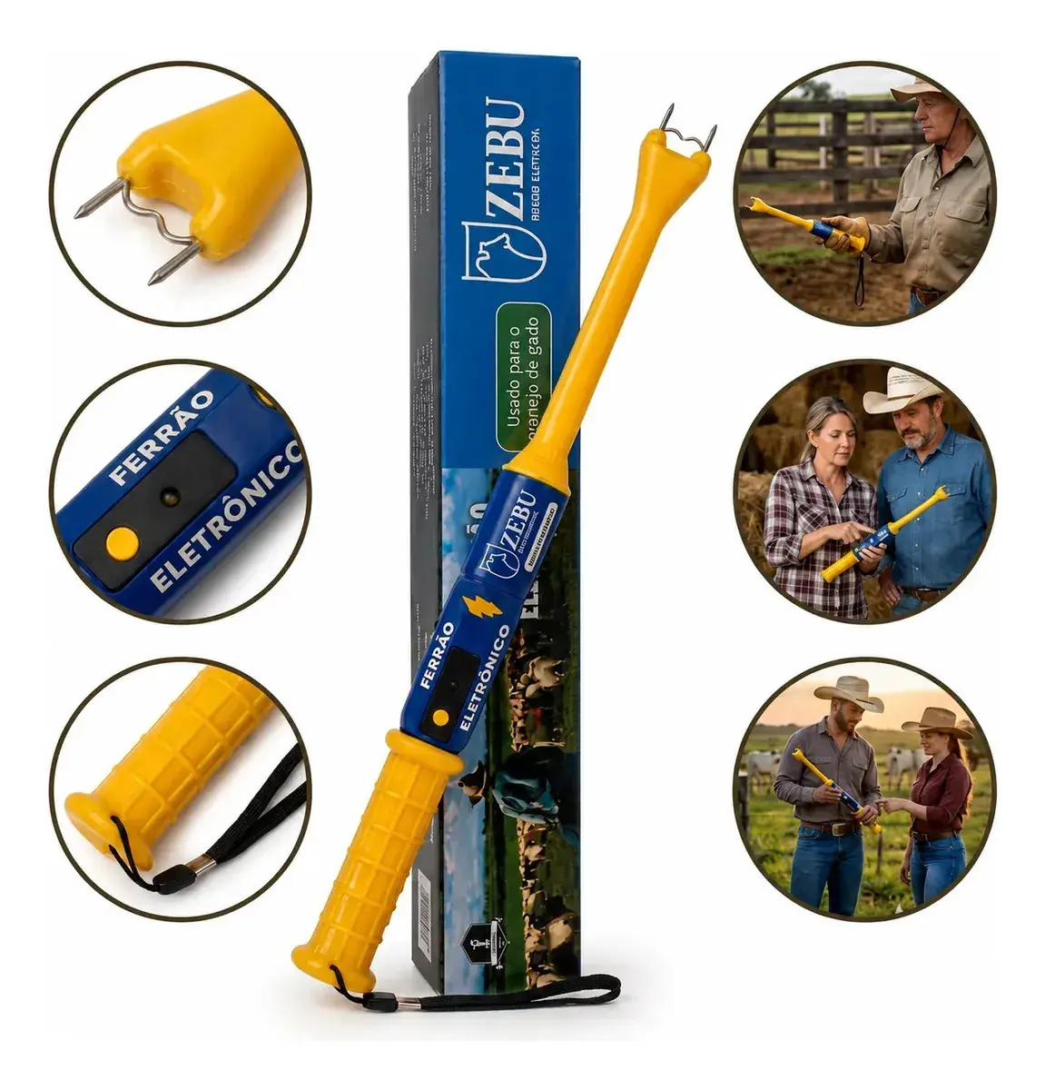Ferrão Eletrônico Zebu Recarregável 65cm Manejo Gado Bovinos Boi Bivolt Com Carregador Equipamento Seguro Resistente E Eficiente Para A Vida No Campo - 1