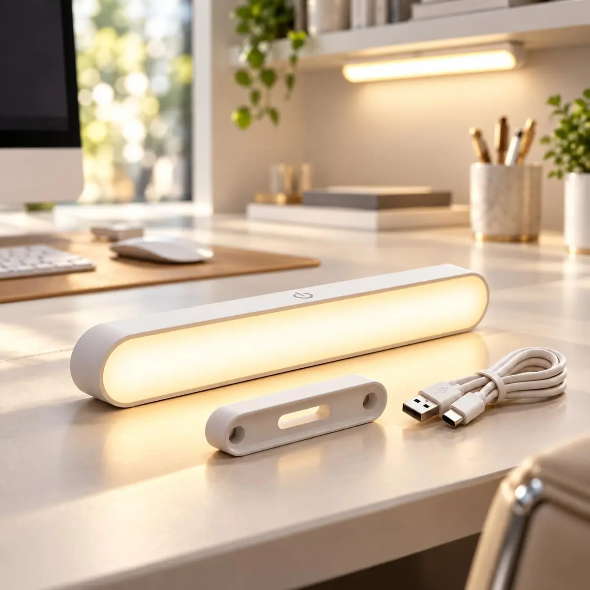 Luminária LED Magnética Barra Spot Recarregável USB Sem Fio 3 Cores | Ilumine armários, bancadas e ambientes sem fios com 3 cores de luz, fixação magnética e recarga USB.