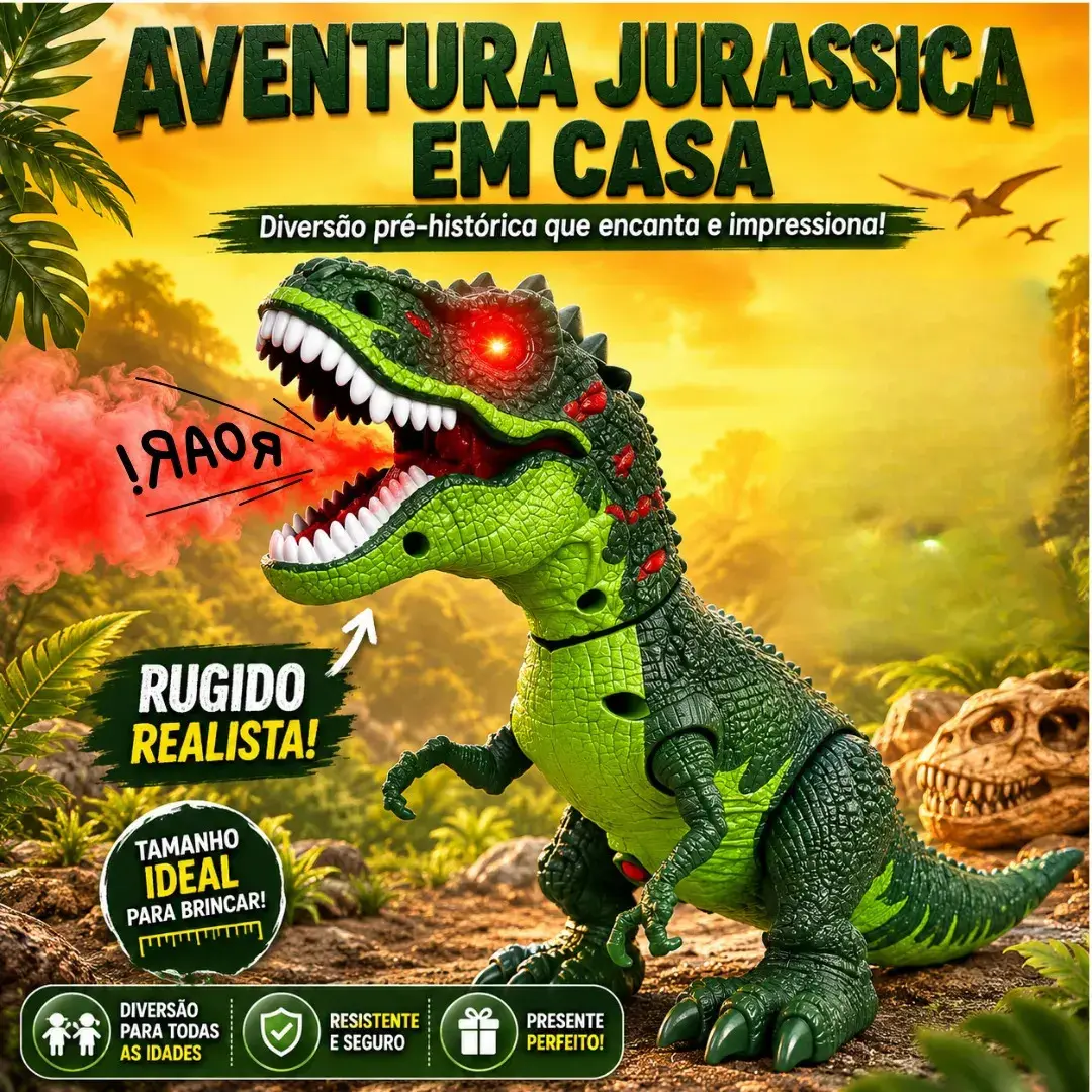 Dinossauro T-Rex Robo Brinquedo Anda Solta Fumaça Sons Luzes Led Rugido Movimentos Articulados Infantil Tiranossauro Interativo Educativo Presente Criança Menino Divertido Azul Flow Dimension thumbnail 4