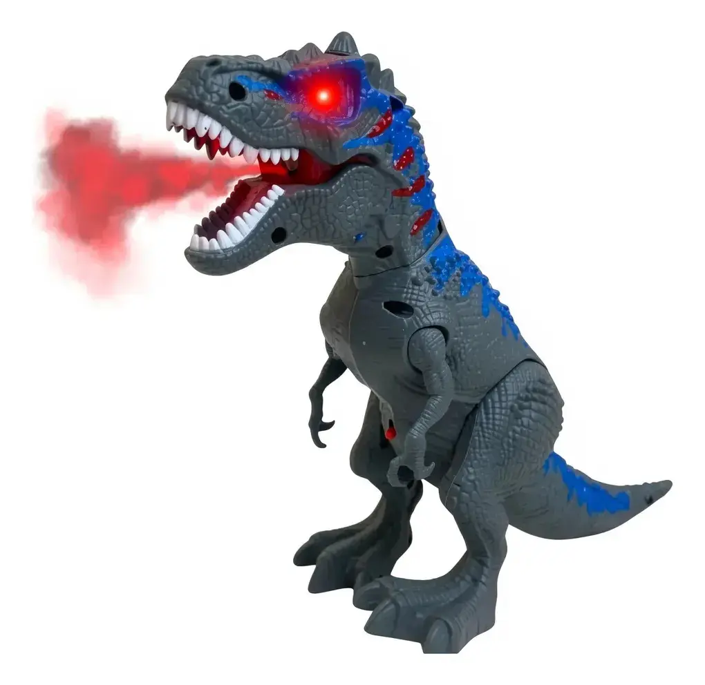 Dinossauro T-Rex Robo Brinquedo Anda Solta Fumaça Sons Luzes Led Rugido Movimentos Articulados Infantil Tiranossauro Interativo Educativo Presente Criança Menino Divertido Azul Flow Dimension thumbnail 8