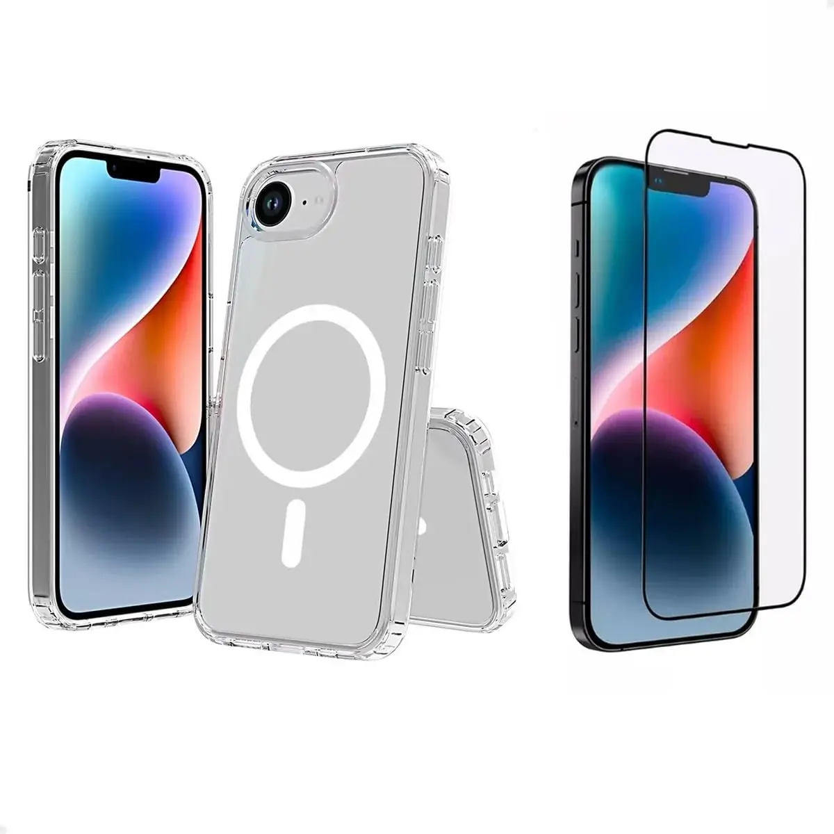 Kit Capa Capinha para iPhone 16e compatível com MagSafe Transparente Magnética + Película Cerâmica 5D 9D Clear Case Slim Premium com Proteção Completa Anti Impacto e Riscos - 1